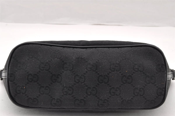 Authentic GUCCI Vintage Hand Bag Pouch Purse GG Canvas Leather 07198 Black 8490I