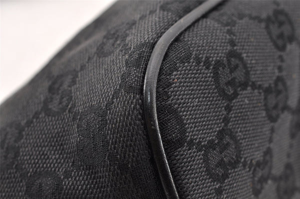 Authentic GUCCI Vintage Hand Bag Pouch Purse GG Canvas Leather 07198 Black 8490I
