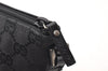 Authentic GUCCI Vintage Hand Bag Pouch Purse GG Canvas Leather 07198 Black 8490I