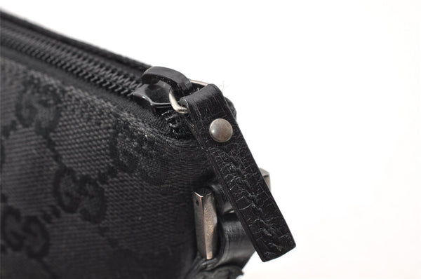 Authentic GUCCI Vintage Hand Bag Pouch Purse GG Canvas Leather 07198 Black 8490I