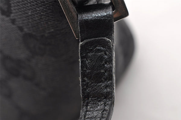 Authentic GUCCI Vintage Hand Bag Pouch Purse GG Canvas Leather 07198 Black 8490I