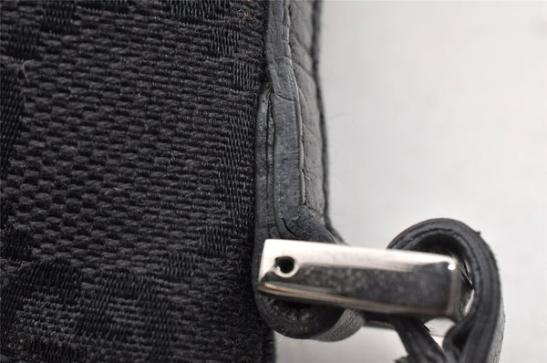 Authentic GUCCI Vintage Hand Bag Pouch Purse GG Canvas Leather 07198 Black 8490I