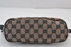 Authentic GUCCI Vintage Hand Bag Pouch Purse GG Canvas Leather 07198 Black 8490J