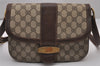 Authentic GUCCI Shoulder Cross Body Bag GG PVC Leather Brown Junk 8491I