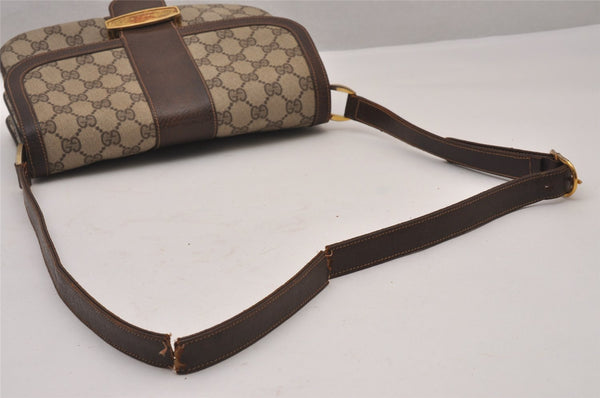 Authentic GUCCI Shoulder Cross Body Bag GG PVC Leather Brown Junk 8491I