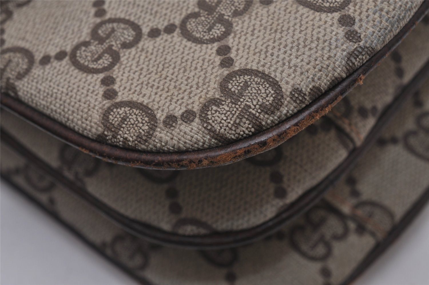 Authentic GUCCI Shoulder Cross Body Bag GG PVC Leather Brown Junk 8491I