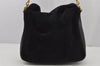 Authentic GUCCI Bamboo 2Way Shoulder Hand Bag Suede Leather Black Junk 8491J