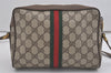 Authentic GUCCI Web Sherry Line Shoulder Cross Bag GG PVC Leather Brown 8492I