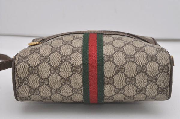 Authentic GUCCI Web Sherry Line Shoulder Cross Bag GG PVC Leather Brown 8492I