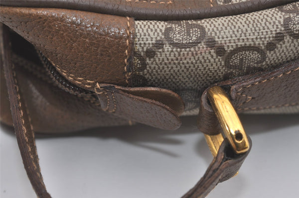 Authentic GUCCI Web Sherry Line Shoulder Cross Bag GG PVC Leather Brown 8492I