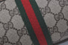 Authentic GUCCI Web Sherry Line Shoulder Cross Bag GG PVC Leather Brown 8492I