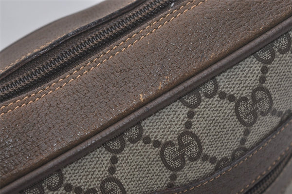 Authentic GUCCI Web Sherry Line Shoulder Cross Bag GG PVC Leather Brown 8492I