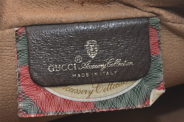 Authentic GUCCI Web Sherry Line Shoulder Cross Bag GG PVC Leather Brown 8492I