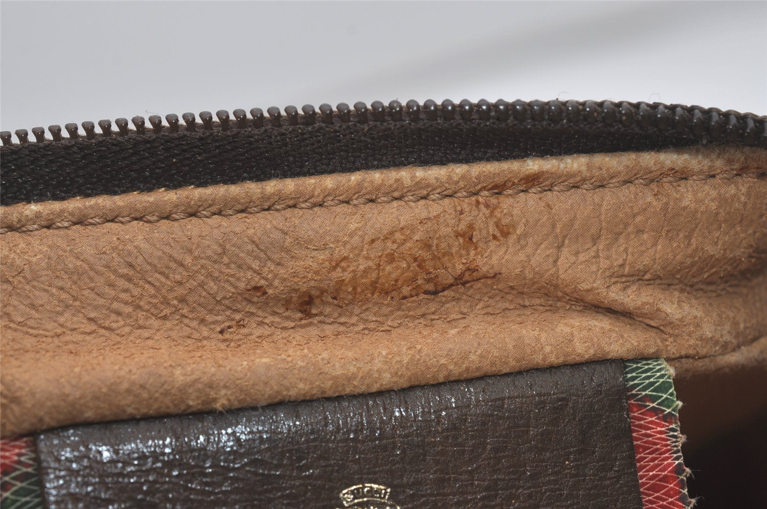 Authentic GUCCI Web Sherry Line Shoulder Cross Bag GG PVC Leather Brown 8492I