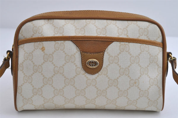 Authentic GUCCI Vintage Shoulder Cross Body Bag Purse GG PVC Leather White 8493I