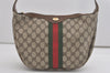 Authentic GUCCI Web Sherry Line Shoulder Cross Bag GG PVC Leather Brown 8494I