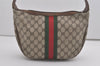 Authentic GUCCI Web Sherry Line Shoulder Cross Bag GG PVC Leather Brown 8494I