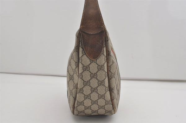 Authentic GUCCI Web Sherry Line Shoulder Cross Bag GG PVC Leather Brown 8494I