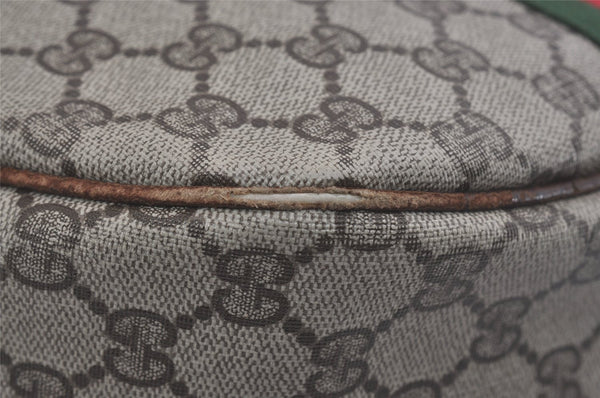 Authentic GUCCI Web Sherry Line Shoulder Cross Bag GG PVC Leather Brown 8494I