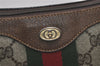 Authentic GUCCI Web Sherry Line Shoulder Cross Bag GG PVC Leather Brown 8494I