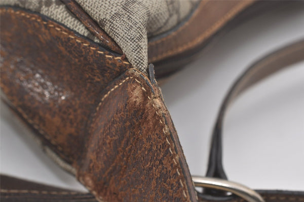 Authentic GUCCI Web Sherry Line Shoulder Cross Bag GG PVC Leather Brown 8494I