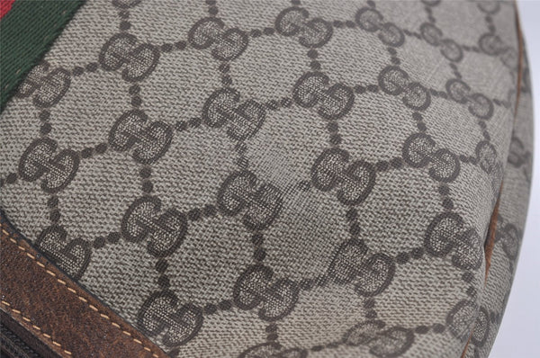 Authentic GUCCI Web Sherry Line Shoulder Cross Bag GG PVC Leather Brown 8494I