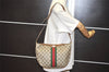 Authentic GUCCI Web Sherry Line Shoulder Cross Bag GG PVC Leather Brown 8494I