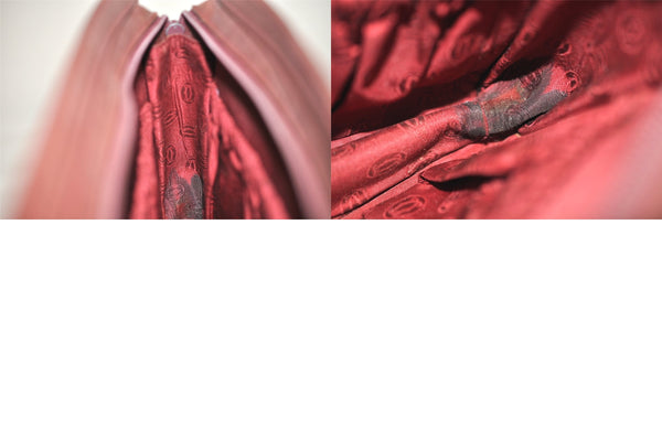 Authentic Cartier Must de Cartier Clutch Hand Bag Leather Bordeaux Red 8494M