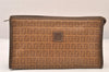 Authentic FENDI Vintage Zucchino Clutch Hand Bag Purse PVC Leather Brown 8495M