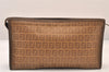 Authentic FENDI Vintage Zucchino Clutch Hand Bag Purse PVC Leather Brown 8495M