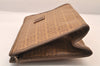 Authentic FENDI Vintage Zucchino Clutch Hand Bag Purse PVC Leather Brown 8495M