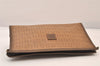 Authentic FENDI Vintage Zucchino Clutch Hand Bag Purse PVC Leather Brown 8495M