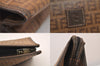 Authentic FENDI Vintage Zucchino Clutch Hand Bag Purse PVC Leather Brown 8495M