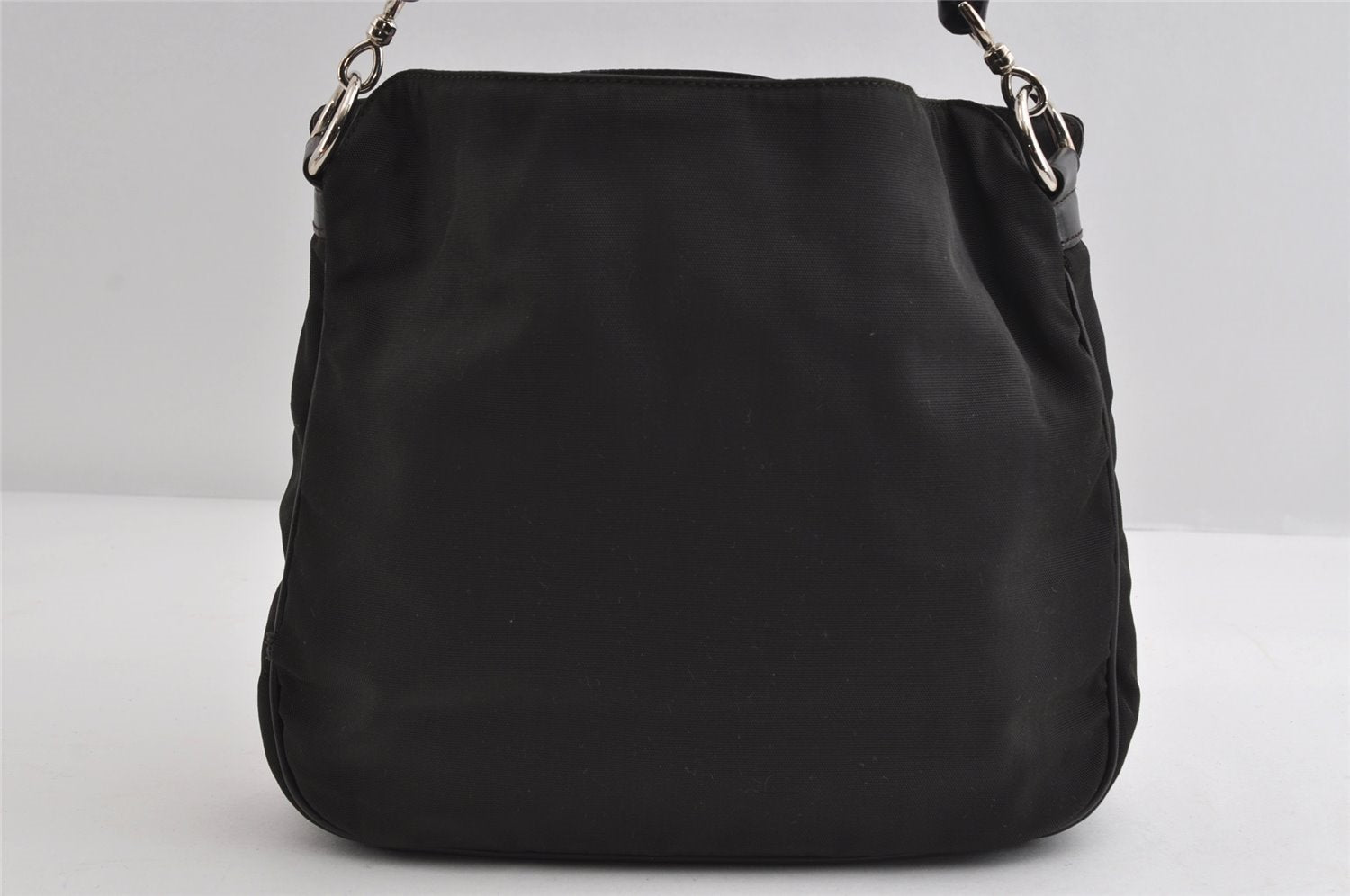 Authentic GUCCI Bamboo Shoulder Hand Bag Nylon Leather 0011638 Black 8496I
