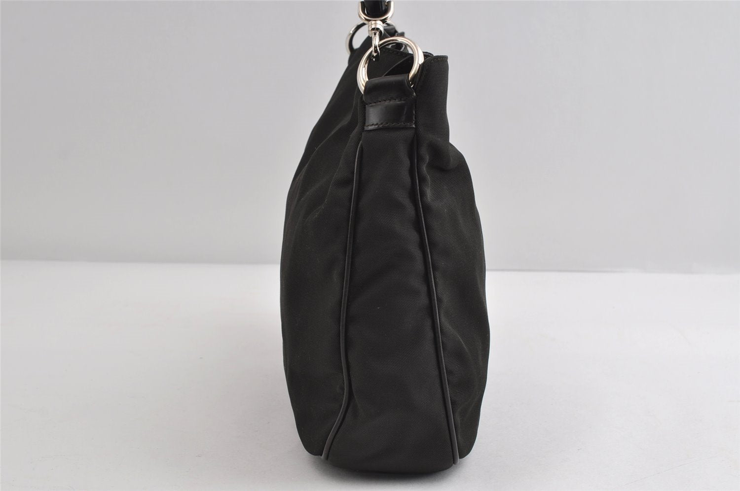 Authentic GUCCI Bamboo Shoulder Hand Bag Nylon Leather 0011638 Black 8496I