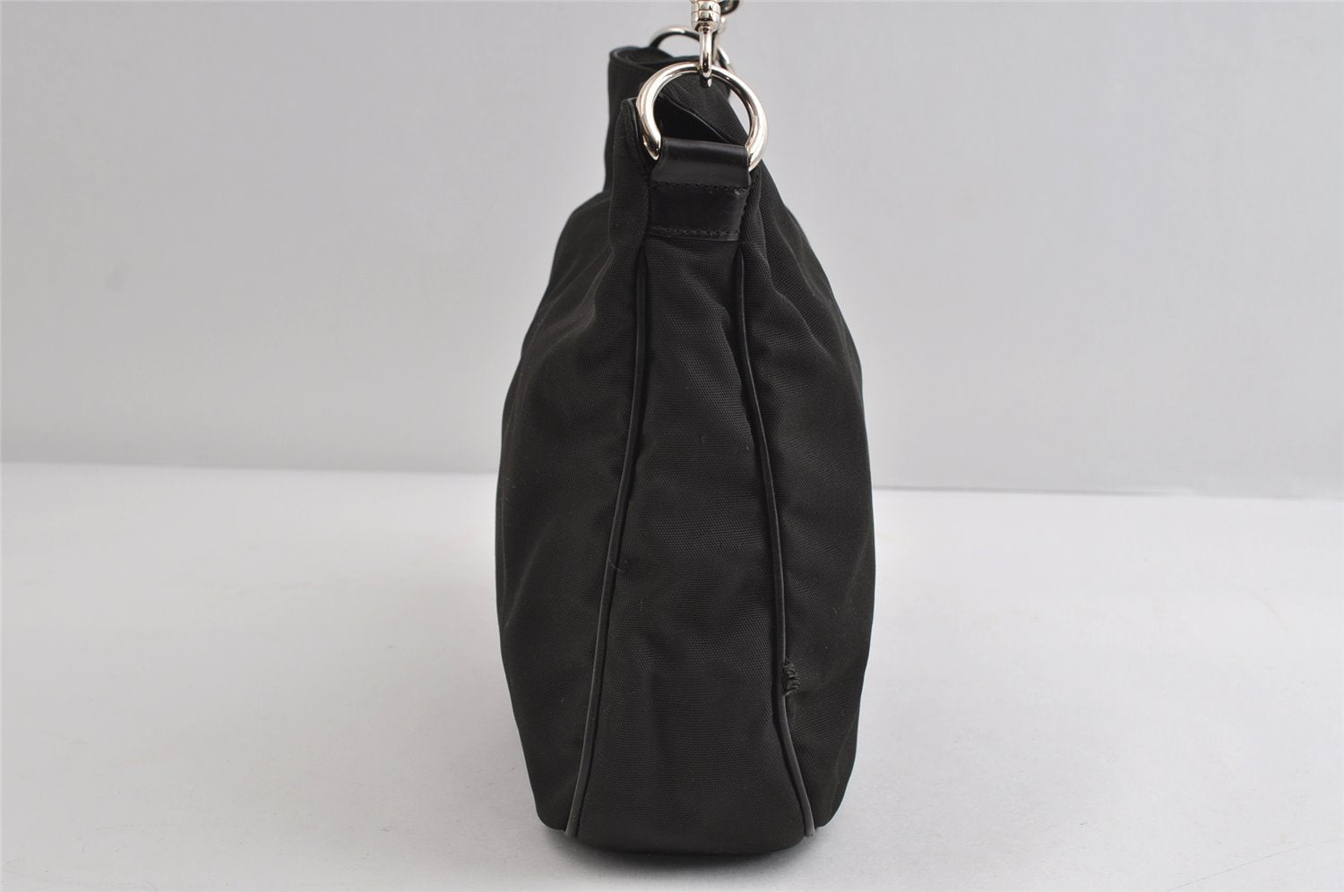 Authentic GUCCI Bamboo Shoulder Hand Bag Nylon Leather 0011638 Black 8496I