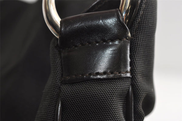 Authentic GUCCI Bamboo Shoulder Hand Bag Nylon Leather 0011638 Black 8496I