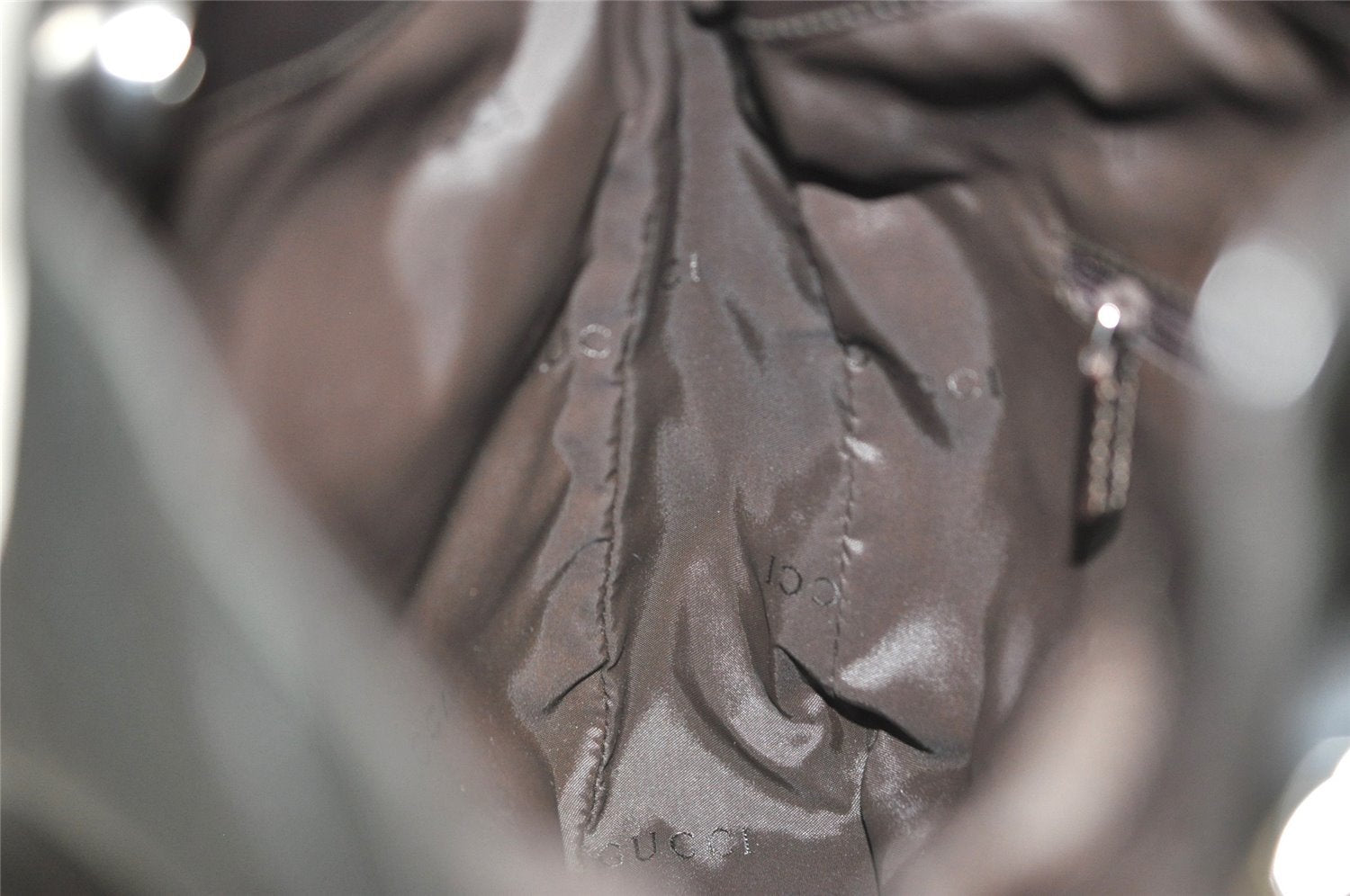 Authentic GUCCI Bamboo Shoulder Hand Bag Nylon Leather 0011638 Black 8496I