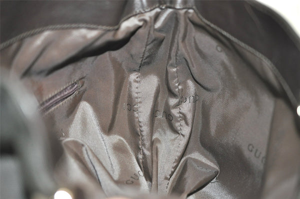 Authentic GUCCI Bamboo Shoulder Hand Bag Nylon Leather 0011638 Black 8496I