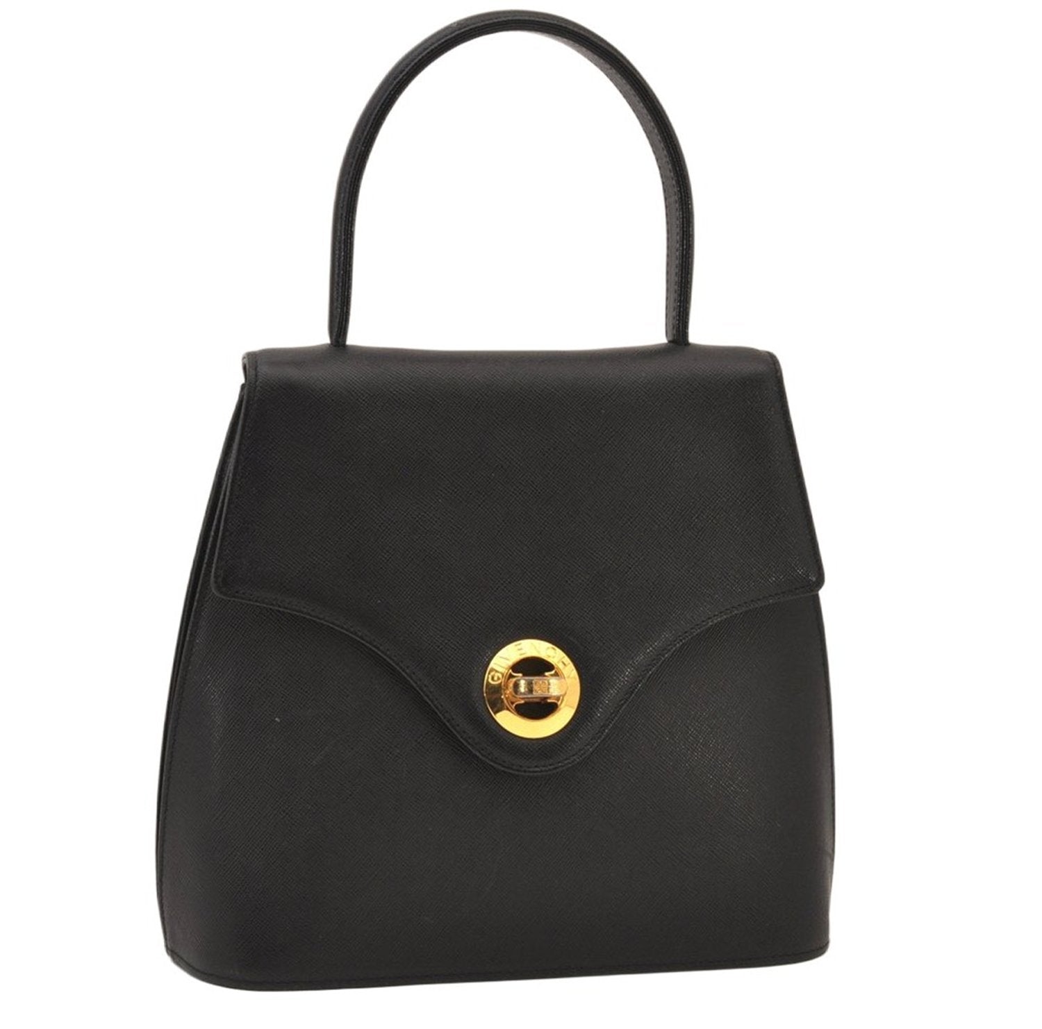 Authentic GIVENCHY Vintage Leather Shoulder Hand Bag Purse Black 8496M