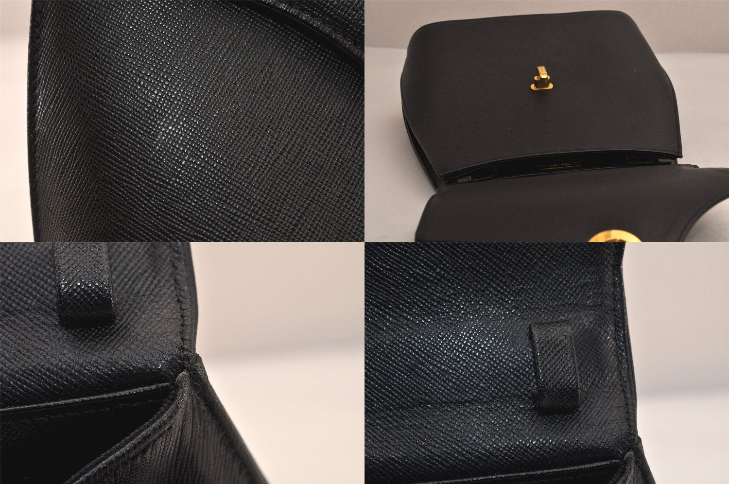 Authentic GIVENCHY Vintage Leather Shoulder Hand Bag Purse Black 8496M