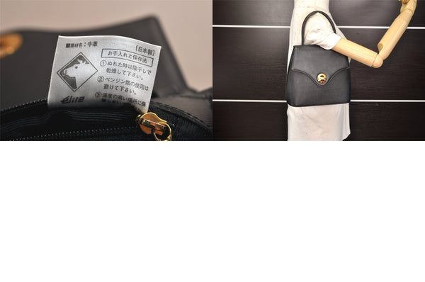 Authentic GIVENCHY Vintage Leather Shoulder Hand Bag Purse Black 8496M