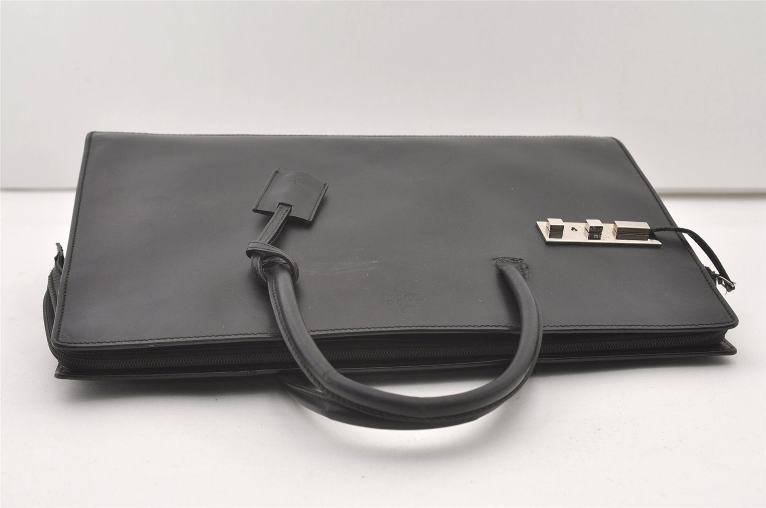 Authentic GUCCI Vintage Briefcase Business Hand Bag Leather 03012 Black 8497I