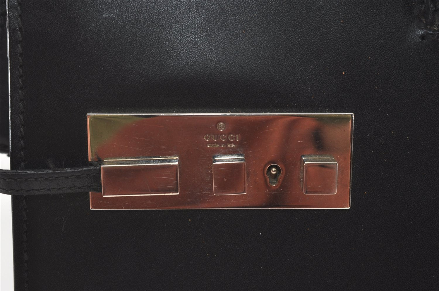 Authentic GUCCI Vintage Briefcase Business Hand Bag Leather 03012 Black 8497I