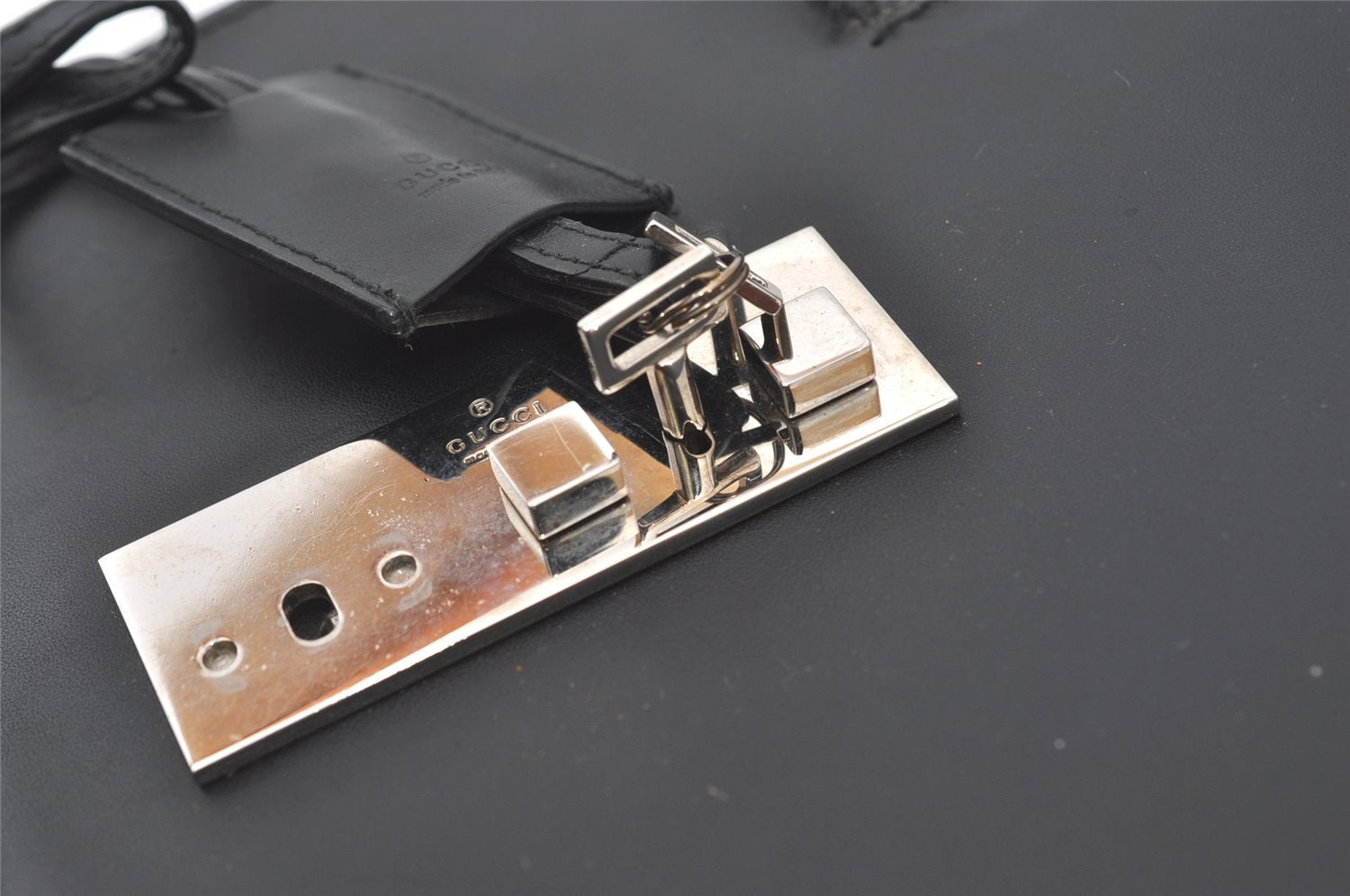 Authentic GUCCI Vintage Briefcase Business Hand Bag Leather 03012 Black 8497I