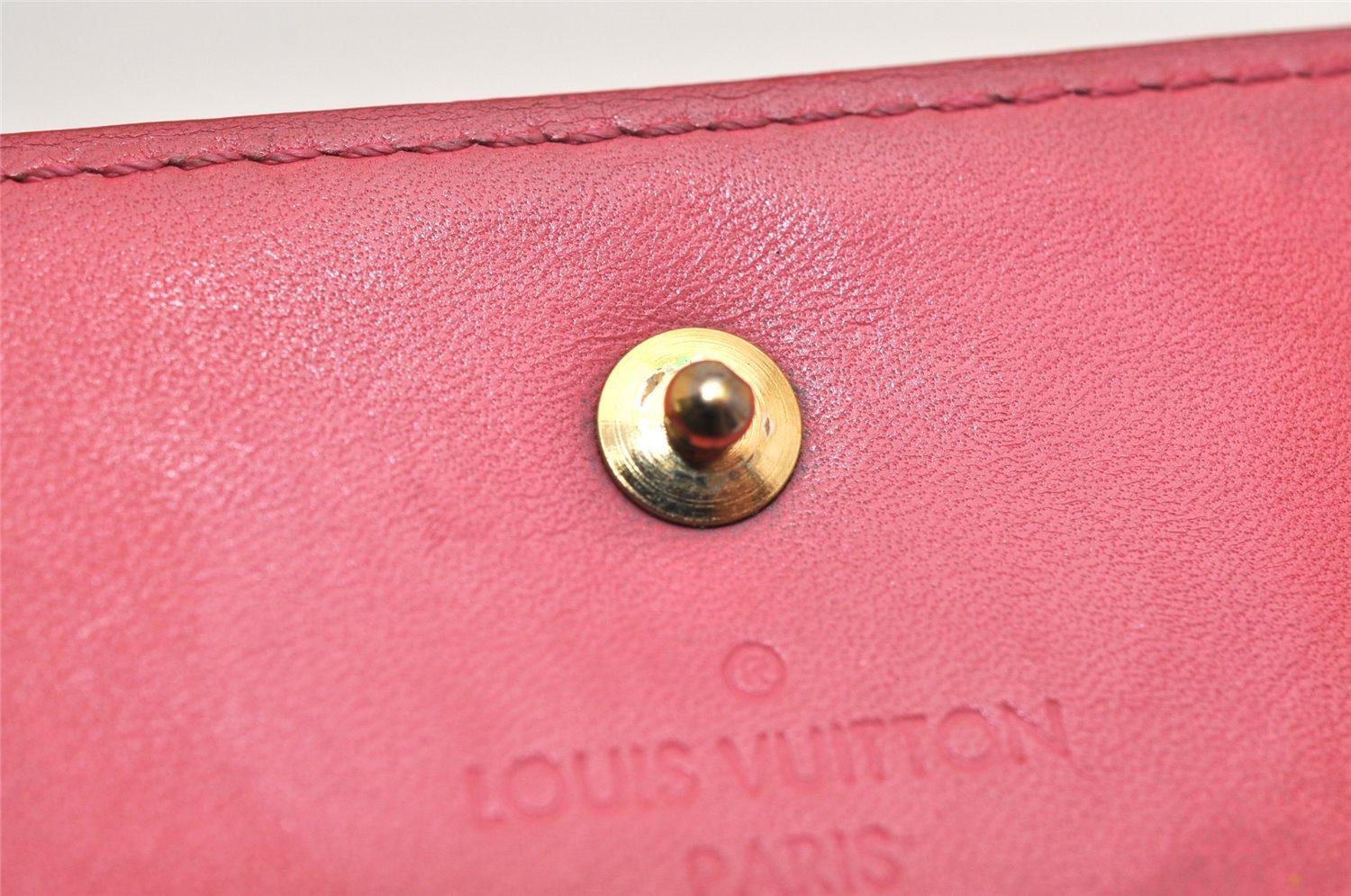 Auth Louis Vuitton Vernis Porte Monnaie Billets Cartes Credit Wallet Pink 8498J