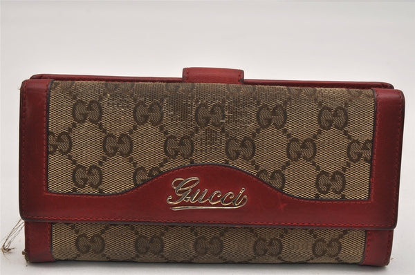 Authentic GUCCI Vintage Long Wallet Purse GG Canvas Leather 282411 Brown 8499J