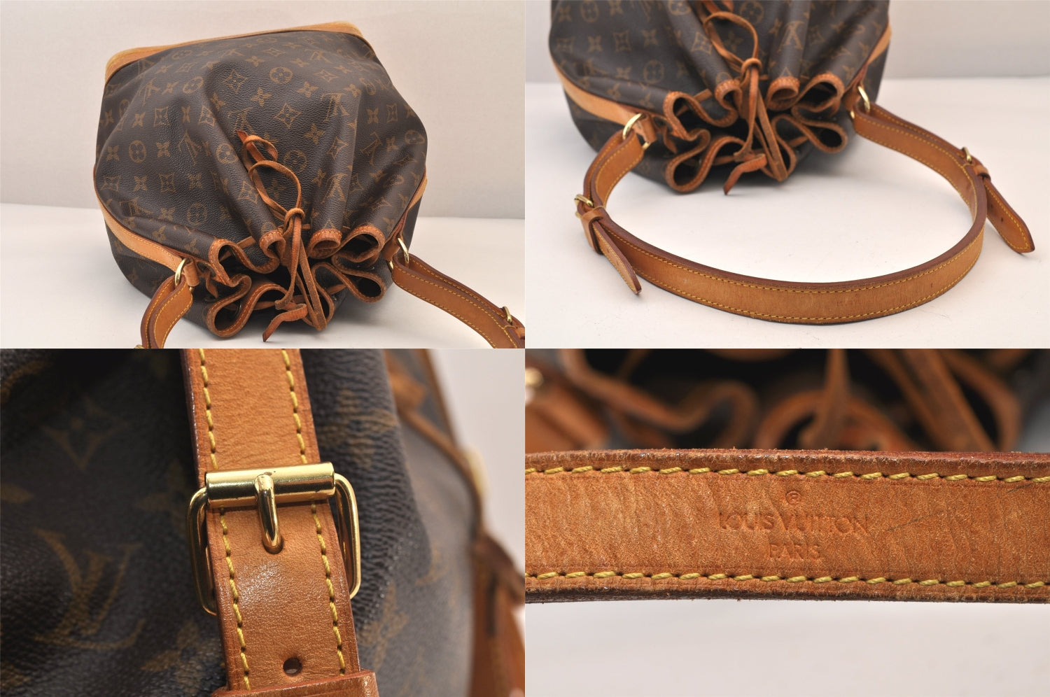 Authentic Louis Vuitton Monogram Noe Shoulder Drawstring Bag M42224 LV 8501M