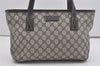 Authentic GUCCI Shoulder Hand Tote Bag GG PVC Leather 211138 Navy Blue 8505I