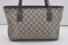 Authentic GUCCI Shoulder Hand Tote Bag GG PVC Leather 211138 Navy Blue 8505I